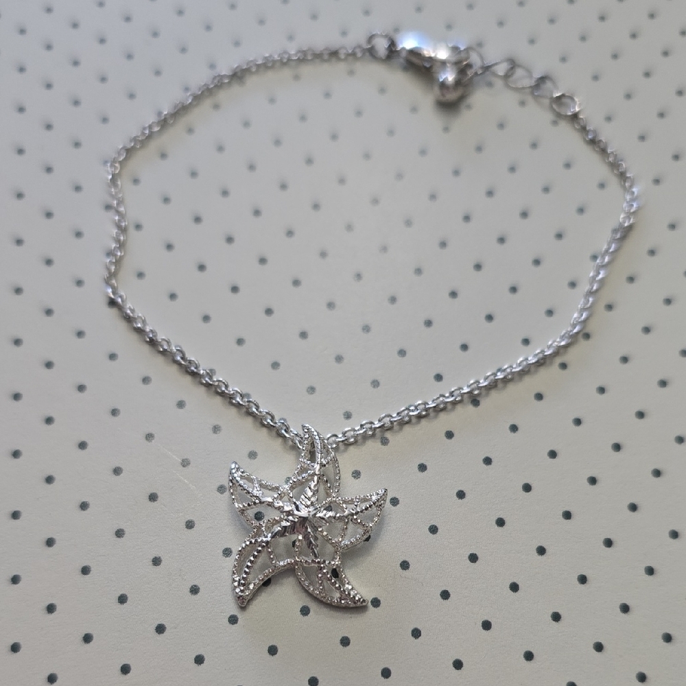 Silver Starfish Pendant Bracelet